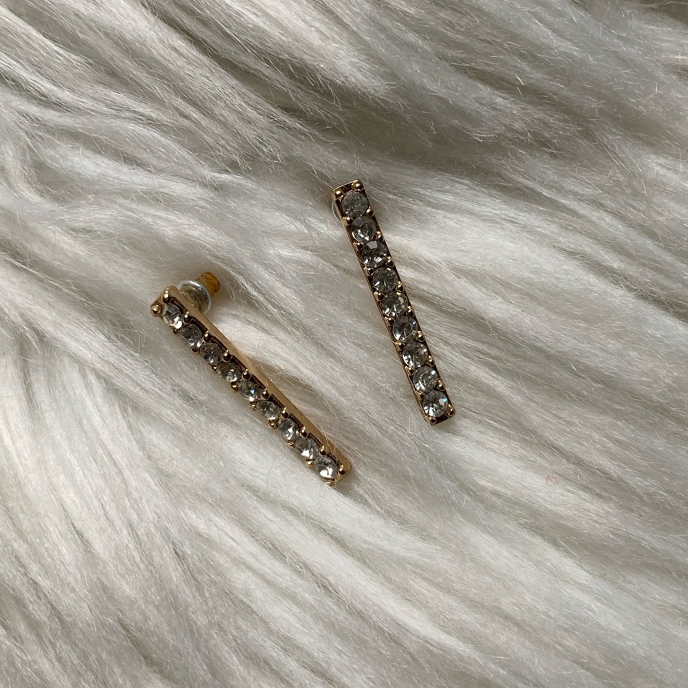 Rhinestone golden drop earring studs